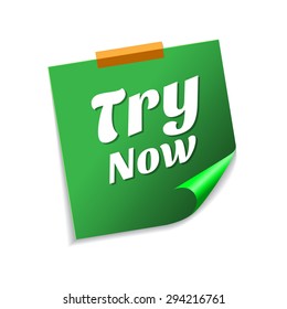Try Now Green Sticky Notes Vector Icon Design