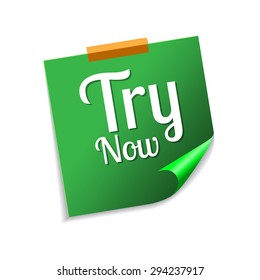 Try Now Green Sticky Notes Vector Icon Design