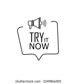 try it now sign on white background