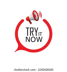 try it now sign on white background