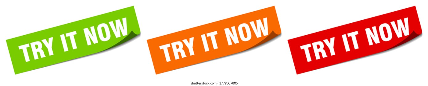 try it now sticker. try it now square isolated sign