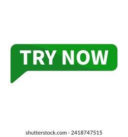 Try Now Text In Green Rectangle Shape For Information Prduct Promotion Business Marketing Social Media Announcement

