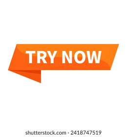 Try Now Text In Orange Ribbon Rectangle Shape For Information Prduct Promotion Business Marketing Social Media Announcement
