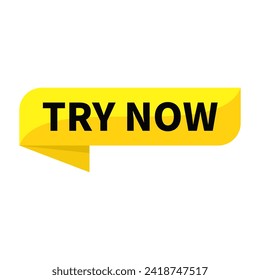 Try Now Text In Yellow Ribbon Rectangle Shape For Information Prduct Promotion Business Marketing Social Media Announcement
