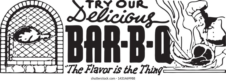 Try Our Delicious BarBQ 2 - Retro Ad Art Banner