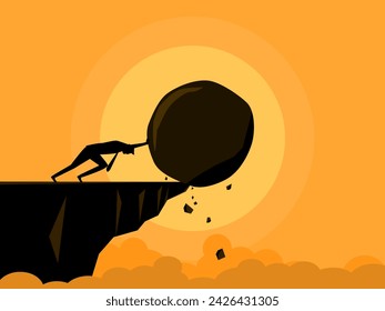 try to push rocks off cliffs. business concept vector 