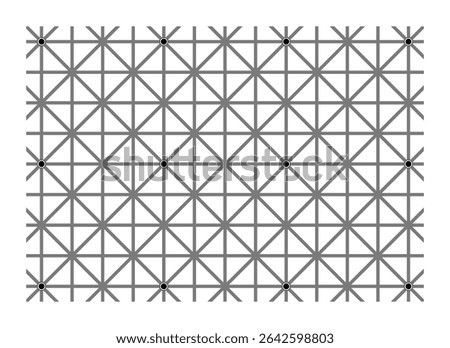 Try to see all 12 dots at once, optical illusion. Your brain will not let you see all 12 dots at once in the grid intersections. Scintillating grid illusion, a variation of the Hermann grid illusion.