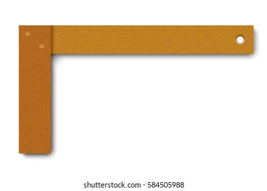 Try square closeup. Wooden setsquare on a white background. Measuring tool for woodworker