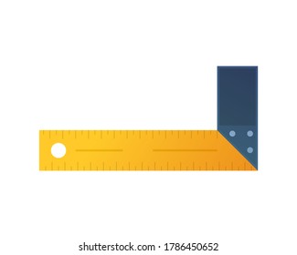 Try square icon in cartoon style. Woodworking hand tool element isolated on white background. Orange meter pictogram for DIY store website. Construction measuring instrument vector illustration.