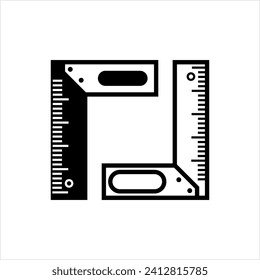 Try Square Icon, Right Angle Making And Checking Tool Vector Art Illustration