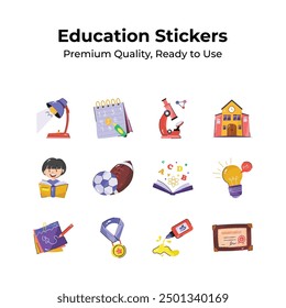 Try This Amazing Set of Hand Drawn Stickers of Education and School Accessories