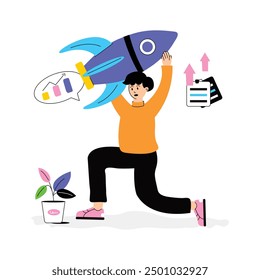 Prueba esta ilustración plana perfecta de inicio de negocios