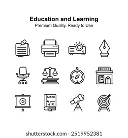 Try this premium education and learning icons in trendy design style