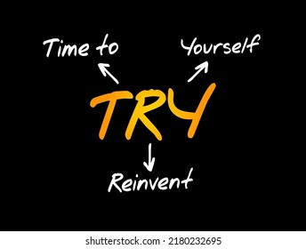 TRY - Time To Reinvent Yourself Acronym, Business Concept Background