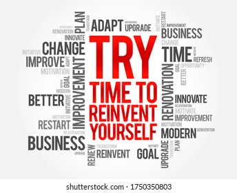 TRY - Time To Reinvent Yourself Word Cloud, Business Concept Background