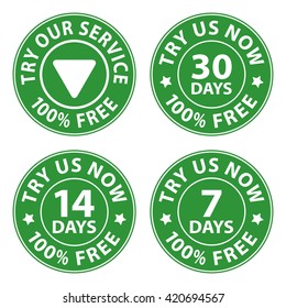 Try, trial buttons set, vector