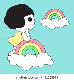 Trying To Be A Rainbow In Someone's Cloud Character illustration