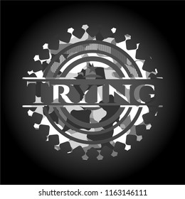 Trying grey camouflaged emblem