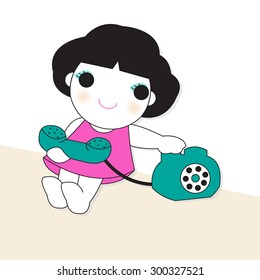 Trying To Make A Phone Call illustration