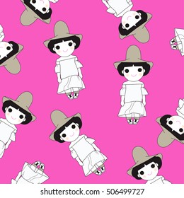 Trying On Resort Spring Outfit Character Pattern illustration