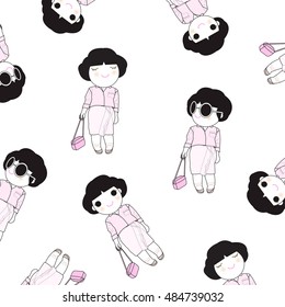 Trying On Spring Outfit Character Pattern illustration