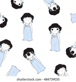 Trying On Spring Outfit Character Pattern illustration