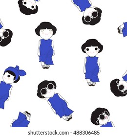 Trying On Spring Outfit Character Pattern illustration