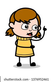 Trying to Remind - Retro Cartoon Girl Teen Vector Illustration