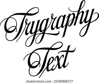 A Tryptography text that says "I am a text written in Tryptography style". The text is written in a cursive script and is composed of a series of loops and swirls. 