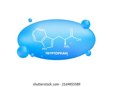 Tryptophan formula. Tryptophan or l-tryptophan, Trp, W amino acid molecule