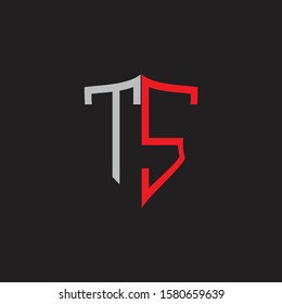 TS Abstract logo monogram with shield elements isolated on black background