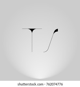 TS Black thin minimalist LOGO Design with Highlight on Gray background.
