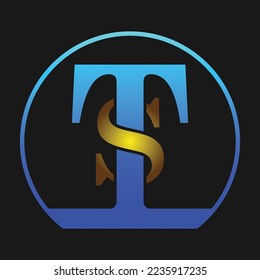 TS Blue Text Effect Logo Mockup
