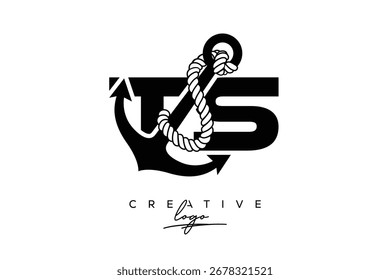 TS Creative Monogram Latte Logo mit Anker und Seildesign