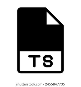 Ts file format icons. Files type symbol document icon. With a black fill design style