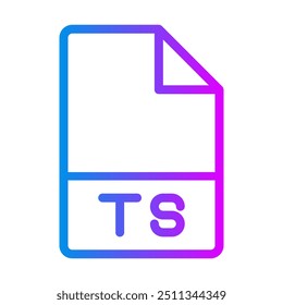 Tipo de arquivo Ts, documento, ícones de gradiente para todas as suas necessidades de programação. ilustração vetorial.