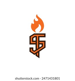 ts flame fire torch abstract logo vector