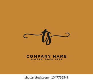 TS Initial Handwriting Logo Vector