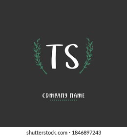 TS Initial handwriting and signature logo design with circle. Beautiful design handwritten logo for fashion, team, wedding, luxury logo.