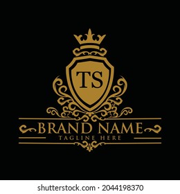 TS Initial Letter Luxury Chaligraphic