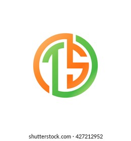 TS initial letters looping linked circle logo orange green