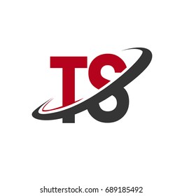 TS initial logo company name colored red and black swoosh design, isolated on white background. vector logo for business and company identity.