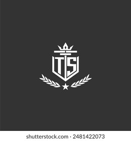 TS initial monogram brand logo design for crown vector image