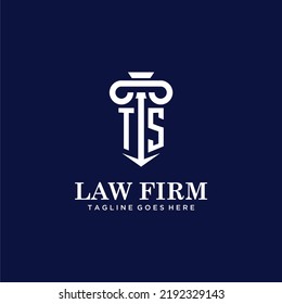 TS initial monogram logo lawfirm with pillar design