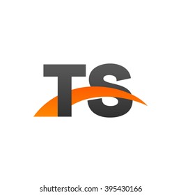 TS initial overlapping swoosh letter logo black orange