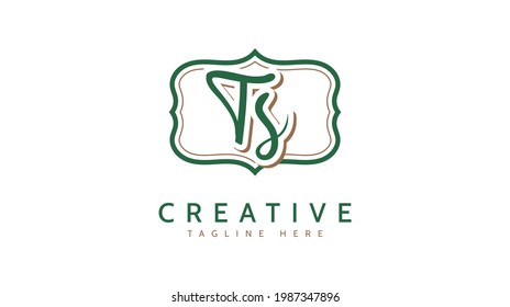 Iniciales de TS, vector de logotipo de escritura a mano