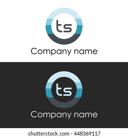 TS letter circle shape icon logo white blue