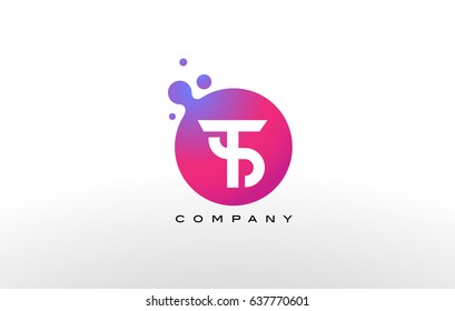 TS Letter Dots Logo Design with Creative Trendy Bubbles and Purple Magenta Colors.