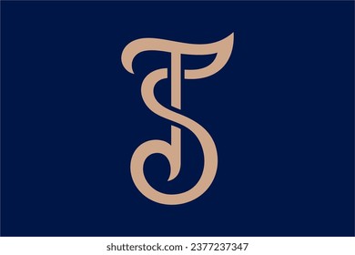 TS letter logo design, monogram, icon, symbol, initials. Combination of T and S script letter with custom typeface. Very match for personal branding, jewellery, fashion, wedding organizer etc.