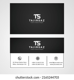 TS Letter logo Minimal Black Corporate Business card